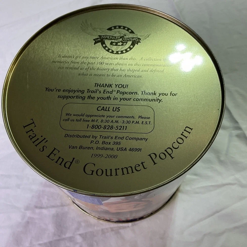 Vintage Trail's End Popcorn The American Century 1900's Collectible Tin Canister